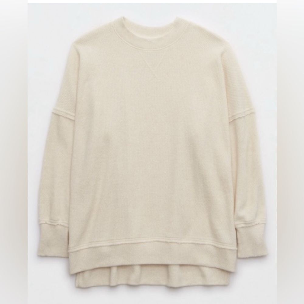 Aerie Anytime Down-To-Earth Oversized Crew Sweatshirt - S